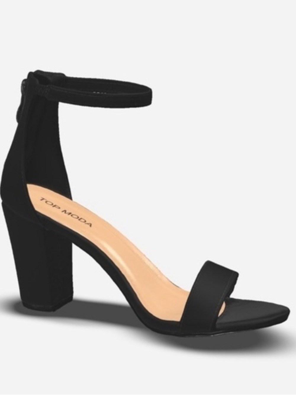 Top Moda, NWT Black Ankle-Strap Block Heel Sandals, Size 10